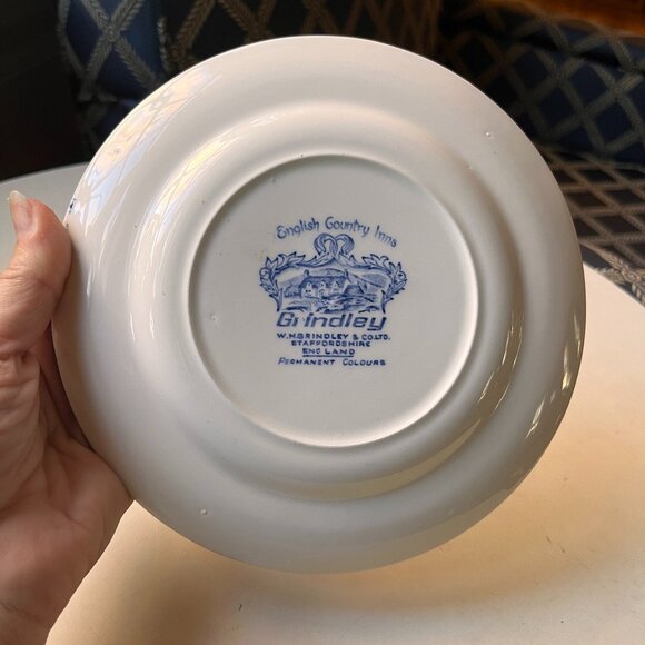 Grindley Staffordshire England Blue English Country Inns "The Bears Head" Plate - Picture 4 of 9